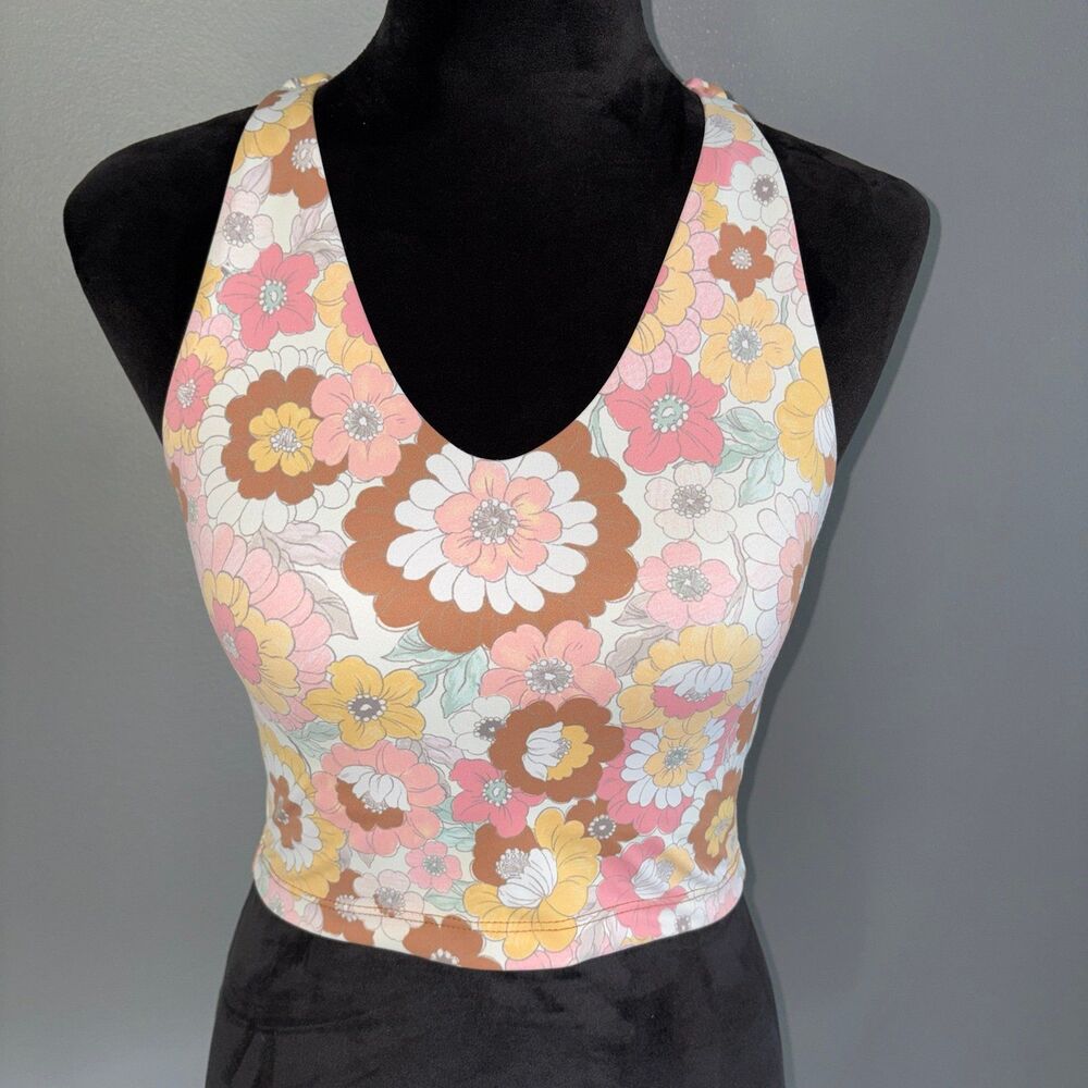 Beach Riot Women's Floral Halter Crop Top Bra size Small